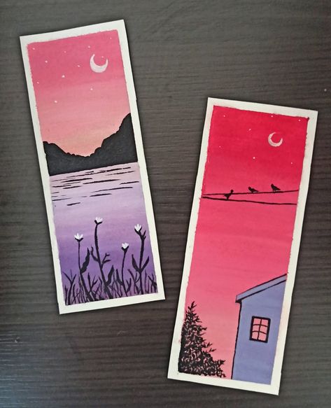 Bookmark Painting Acrylic Easy, Painting On Bookmarks, Aesthetic Bookmarks Painting, Cute Bookmarks Painting, Water Colour Bookmarks Aesthetic, Bookmarks Handmade Acrylic, Diy Bookmarks Acrylic Paint, Easy Bookmarks Ideas, Bookmarks Handmade Painting