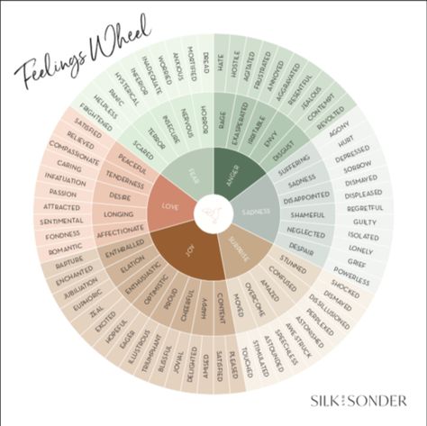 Silk And Sonder Ideas, Silk & Sonder, Silk And Sonder Planner Ideas, Silk And Sonder, Mood List, Writing Circle, Mood Words, Emotions Wheel, Feelings Wheel