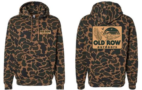 Old Row Outdoors Duck Camo Hoodie from Old Row • 100% Cotton fleece • Printed on a unisex Independent premium heavyweight hooded sweatshirt • Machine wash cold, turned inside out with like colors • Hang dry or tumble dry low Duck Hunting Outfit, Old Row, Southern Outfits, Camo Men, Camo Sweatshirt, Camo Hoodie, Southern Shirts, Cute N Country, Mens Lifestyle