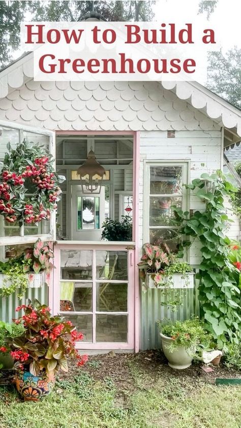 Just one year ago my greenhouse was finished using recycled materials. Here’s a recap of how I did it. Click here to read more. Woodworking Shed, She Shed Greenhouse, Greenhouse Shed Combo, Building A Greenhouse, Shed Greenhouse, Diy Greenhouse Plans, Outdoor Greenhouse, Greenhouse Shed, Build A Greenhouse