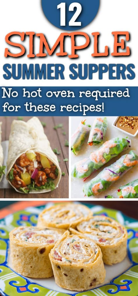 Dinner Recipes No Oven, Cool Summer Dinners, Recipes No Oven, Hot Day Dinners, Easy Summer Dinner Ideas, Dinner Ideas For Families, Summer Suppers, Quick Summer Meals, Easy Summer Dinner