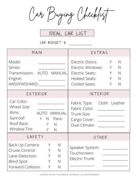 Free Car Buying Checklist and Comparison Scorecard Download Car Savings Plan, Buying First Car, Car Checklist, Car Saving, Personal Budget Template, Car Budget, Car Buying Guide, Summer Cleaning, Buying A Car