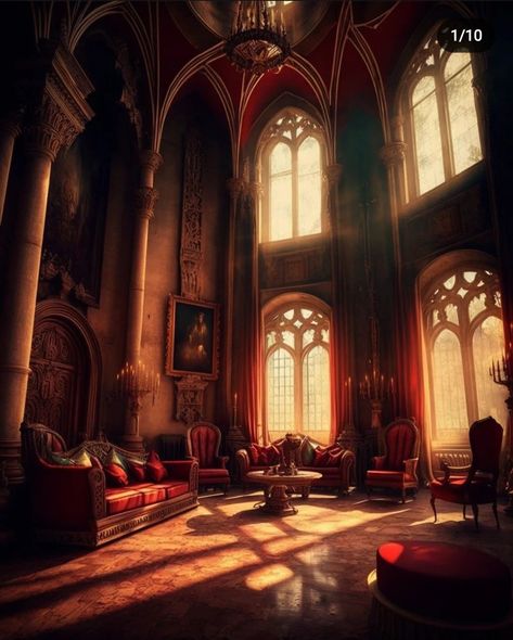 Gryffindor Room Aesthetic, Gryffindor Room Ideas, Gryffindor Room, Gryffindor Dorm, Gryffindor Common Room, Red Castle, Hogwarts Gryffindor, Castle Rooms, Gryffindor House