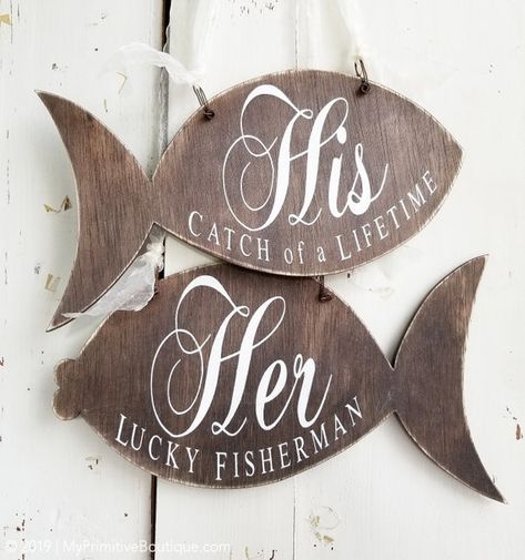 Rustic Beach Wedding Decor, Fishing Themed Wedding, Beach Wedding Signs, Wedding Decor Rustic, Beach Wedding Decor, Rustic Beach Wedding, Wedding Chair Signs, Fishing Wedding, Rustic Wedding Signs