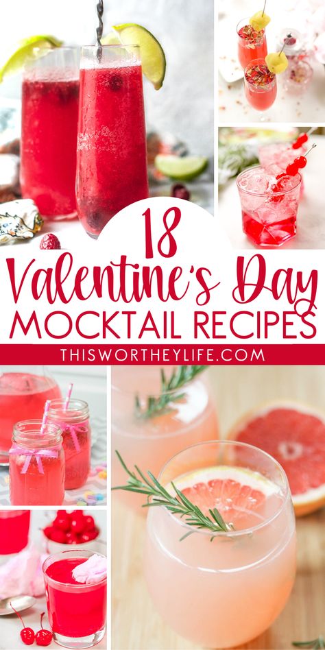 Celebrate Valentine’s Day with the perfect mocktail idea. We’re sharing a roundup of Valentine Mocktails for kids and grownups. From sweet pink drinks to cranberry mocktails, these non-alcoholic drinks are holiday recipes everyone can enjoy! Valentines Mocktails For Kids, Galentines Drink Ideas Mocktail, Valentines Drink Ideas For Kids, Valentines Drink Ideas Non Alcoholic, Mocktail Recipe Valentines, Valentine Drinks Non Alcoholic Easy, Brunch Mocktail Non Alcoholic, February Mocktails, Vday Mocktails