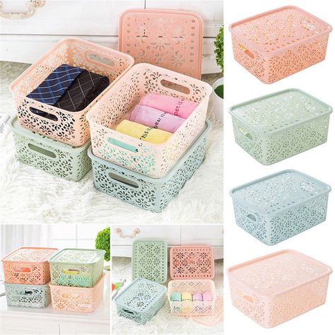 Organiser Son Dressing, Penyimpanan Makeup, Organizer Clothes, Pattern Storage, Makeup Containers, Diy Kitchen Storage, Plastic Container Storage, Clothes Basket, Household Organization