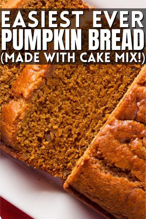 Cake Mix Spice Cake, Pumpkin Yellow Cake, Spice Cake Mix Recipes, Pumpkin Bread Recipe Easy, Easy Pumpkin Bread Recipe, Pumpkin Cake Mix, Easy Pumpkin Bread, Best Pumpkin Bread Recipe, Spice Cake Mix And Pumpkin