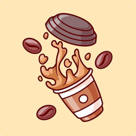 Cafe Logos, Cafe Logo Design, Coffee Cartoon, Coffee Icon, Coffee Vector, Cute Coffee Cups, Photoshop Artwork, Coffee Drawing, Coffee Illustration