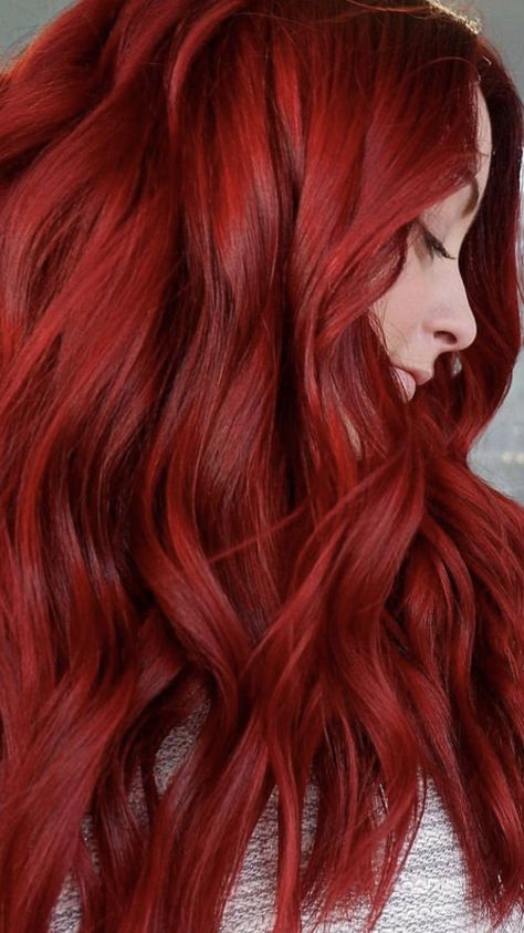 Fire rocket red hair🔥 Firetruck Red Hair Color, Fire Engine Red Hair Color, Fire Ginger Hair, Fire Truck Red Hair, Scarlett Red Hair, Bright Copper Red Hair, Fire Red Hair Color, All Red Hair, Scarlet Red Hair