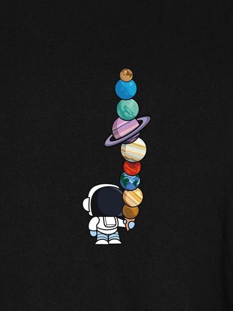 Men Cartoon Spaceman And Planet Print Tee | SHEIN USA Graphic Design For Tees, T Shirt Print Ideas Free Printable, Cool Graphic Tee Design, T Shirt Design Ideas For Men, T Shirt Painting Ideas Men, Dtf Print Designs Tshirt, Tshirt Print Ideas Graphic Tees Shirt Designs, Shirt Print Design Graphic Tees, Design T Shirts Ideas