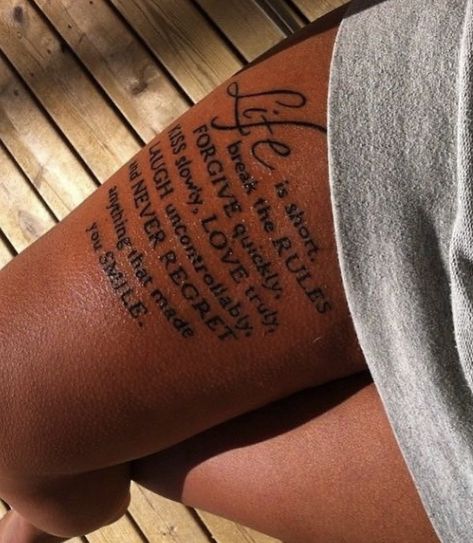 Tattoo Bein Frau, Thigh Tattoo Quotes, Girl Thigh Tattoos, G Tattoo, Snakebites, Inspiration Tattoos, Tattoos For Black Skin, Leg Tattoos Women, Dope Tattoos For Women