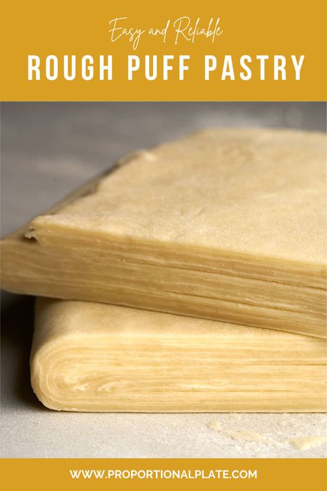 Raw pastry dough with visible butter layers. Rough Puff Pastry Recipes, Classic Puff Pastry, Puff Pastry Ingredients, Easy Puff Pastry Recipe, Pastry Dough Recipe, Rough Puff, Pastry Puff, Rough Puff Pastry, Butter Block