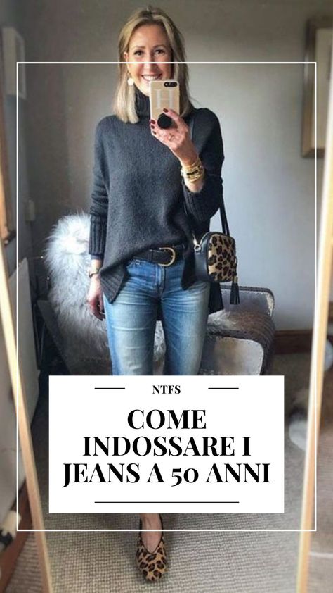 Come indossare i jeans a 50 anni: consigli di stile per donne over 50. Come vestirsi over 50. Tutti i consigli #jeans #denim #moda #fashion #styletips #mod2022 Outfit 50 Anni, Moda Over 50 Over 50 Outfit, Jeans Over 50, Over 60 Fashion Classy, Flare Jeans Outfit Winter, Classy Jeans Outfit, Mode Over 50, Casual Bar Outfits, Moda Over 50