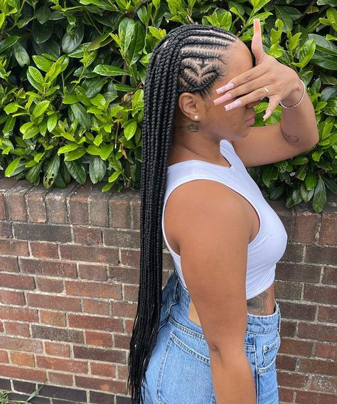 Fulani Braids With Hair Out, Fulani Braids Without Designs, Cute Braided Styles For Black Women, Fulani Braids With Locs, Fulain Braids For Black Women, Fulani Braids Hairstyles With Curls At The End, Fulani Feed In Braids, Medium Size Fulani Braids, Large Fulani Braids Hairstyles