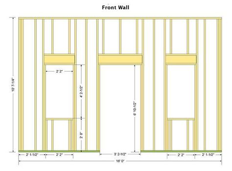 16x16 Shed Plans 04 Front Wall Frame Framing Shed Walls, Shed Framing, Timber Storage, Shed Building, Shed Sizes, Cheap Sheds, Wood Storage Sheds, Large Sheds, Shed Building Plans