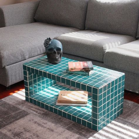 Table Shoe Rack, Tile Tables, Tile Furniture, Tiled Coffee Table, Tile Table, Keramik Design, Style Deco, Grid Design, Apartment Inspiration