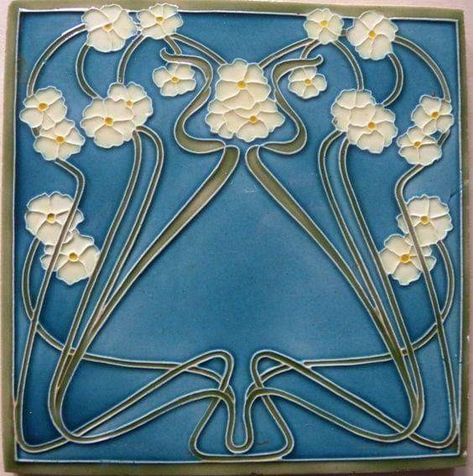 Art Nouveau Tile ca.1905 Fiori Art Deco, Art Nouveau Tile, Craftsman Tile, Motifs Art Nouveau, Art Nouveau Interior, Art Deco Tiles, Art Nouveau Illustration, Art Nouveau Pattern, Art Nouveau Tiles