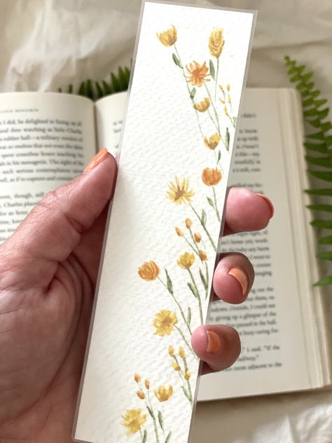 Laminated Bookmark hand painted One of a kind bookmark Botanical bookmark Book Lover Gift Watercolor Bookmarks Flower, Book Marks Water Colour, Watercolor Painted Bookmarks, Handpainted Book Marks, Painting Book Marks, Book Mark Ideas Watercolor, Bookmark Ideas Flowers, Hand Painted Book Marks, Watercolor Flower Bookmark