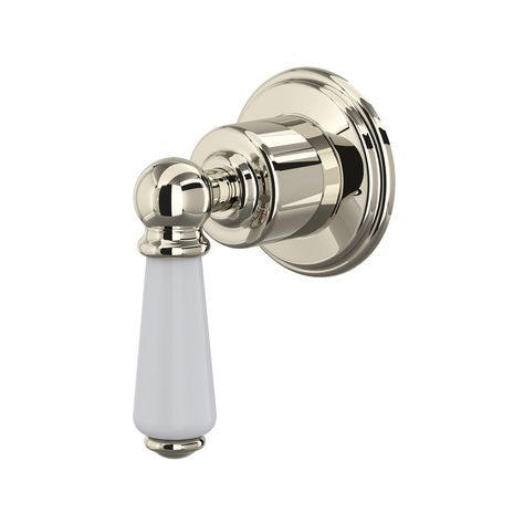 Perrin & Rowe Edwardian Trim for Volume Controls and Diverters - Polished Nickel with Metal Lever Handle | Model Number: U.3240L-PN/TO - House of Rohl Perrin And Rowe, Shower Controls, Shower Diverter, Shower Parts, Victorian Period, Order Of The Day, Modern Shower, Edwardian Era, Shower Design