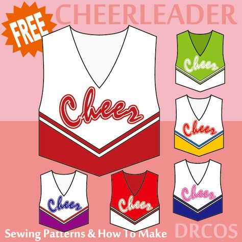 Cheerleader FREE Sewing Patterns How To Sew A Cheer Uniform, Cheerleading Outfits Patterns, Cheerleader Skirt Pattern, Cheerleader Costume Diy, Kids Cheerleading Outfits, Diy Cheerleader Costume, Cheerleader Costume Kids, Addison Zombies, Cheerleading Skirt