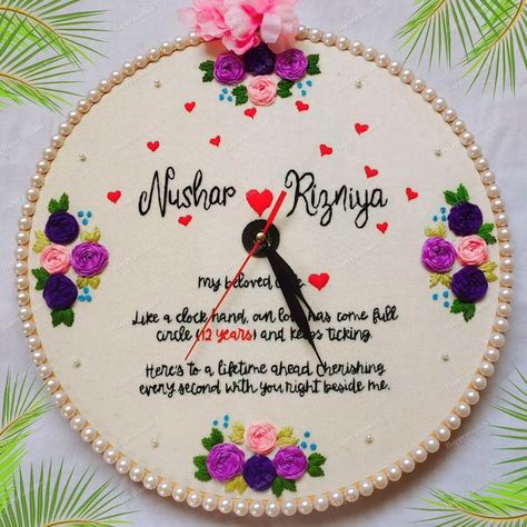 ❥Customised Wall Clock For Customized Orders DM at @happy_stitches22 #hamper #hoopart #embroidery #hamperbox #hampers #gifts #giftsforher #giftsforhim #bestie #bestiegoals #friendship #gifting #embroiderydesign #embroideryshoes #embroiderydesign #srilanka #worldwideshipping #tourism #tourism #fyp #likesforlike #likesforlikesback #followers #trend #reels [Birthday,Hoop art, Embroidery,orders,online,forher,for him, customised gifts,mom, daughter, Home, Family,] Birthday Hoop Art, Hoop Art Embroidery, Save The Date Video, Hamper Boxes, Customised Gifts, Gifts Mom, Embroidery Shoes, Art Embroidery, Bestie Goals