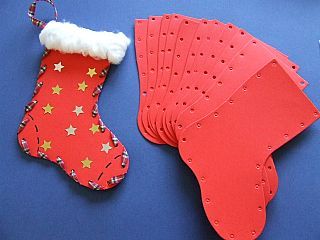 Lace stockings Christmas Boots Crafts For Kids, Christmas Stockings Craft Preschool, Stocking Crafts For Kids, Stocking Craft, St Nicholas Day, Preschool Christmas Crafts, Lace Stockings, Crafty Christmas, Christmas Kindergarten