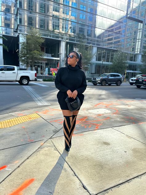 Sweater Dress Outfit Black Women, Dress Outfit Black Women, Oversized Turtleneck Sweater Dress, Boots Aesthetic, Outfit Black Women, Loose Turtleneck, Sweater Dress Outfit, Sweater Dress Oversized, Oversized Turtleneck