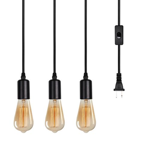 Industrial Hanging Lights, Pendant Light Cord, Hanging Lights Kitchen, Plug In Pendant Light, Hanging Lighting, Vintage Light Bulbs, Lamp Cord, Retro Lamp, Pendant Light Design