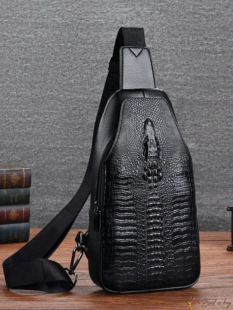 Bird in Bag - Sophisticated European-Style Waist Bag with Crocodile Pattern Valentines Gift For Men, Mens Satchel, Chest Bag Men, Retro Bags, Trendy Shoulder Bag, Adjustable Bag, College Bags, Crocodile Pattern, Side Bags