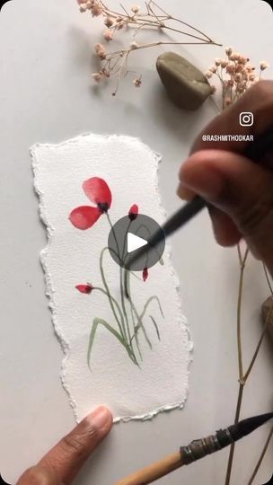 Hania Rani, Poppy Flower Drawing, Poppy Tutorial, Poppy Flower Painting, Watercolor Flowers Tutorial, Art Tutorials Watercolor, Watercolor Poppies, Poppy Art, Paint Watercolor