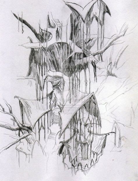 Lothlorien Aesthetic, Elvish Architecture, Elven Architecture, Alan Lee Art, Lotr Party, Tolkien Artwork, Earth Artwork, Inspired Drawings, Alan Lee