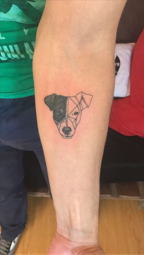 Jack Russell Tattoo Outline, Jack Russell Terrier Tattoo, Jack Russell Tattoo, Terrier Tattoo Ideas, Geometric Dog Tattoo, Chien Jack Russel, Terrier Tattoo, Chicken Tattoo, Jack Tattoo