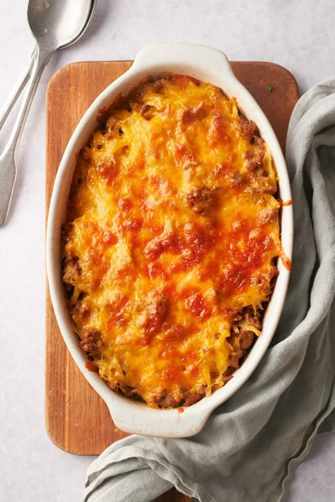 Taco Hashbrown Casserole Taco Hashbrown Casserole Oven, Taco Hashbrown Casserole, Taco Hotdish, Shredded Hashbrown Recipes, Easy Mexican Casserole, Hashbrown Casserole Recipe, Seasoned Ground Beef, Cheese Soup Recipes, Hashbrown Casserole