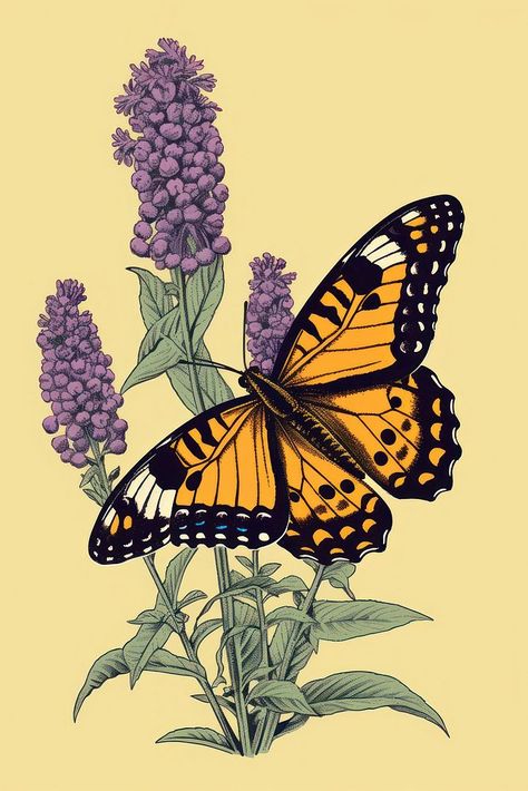 Butterfly bush lavender flower insect. AI generated Image by rawpixel. | free image by rawpixel.com Butterfly Bush Tattoo, Bush Tattoo, Image Of Butterfly, Animal Markings, Vintage Lavender, Butterfly Bush, Lavender Flower, Animal Wildlife, Art Space