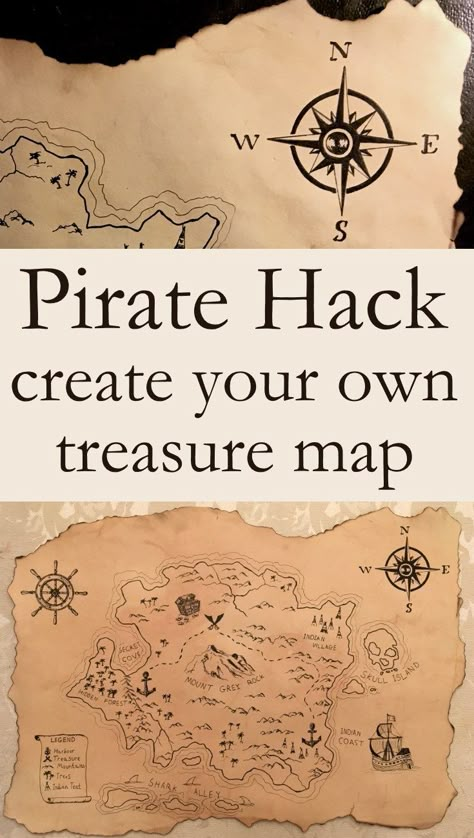 How to Create and Draw a Treasure Map Pirate Maps For Kids, Pirate Map Drawing, One Piece World Map, Diy Treasure Map, Treasure Map For Kids, Pirate Treasure Hunt For Kids, Fantasy Treasure, Pirate Drawing, Treasure Maps For Kids