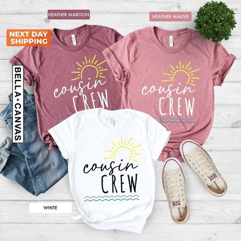 Vacation t-shirt design Cousin Crew Beach Shirts, Soft Gift Wrapping, Cousin Vacation, Matching Cousin Shirts, Cousins Shirts, Cousin Squad, Cousin Camp, Birthday Party Gifts, Travel Tshirt