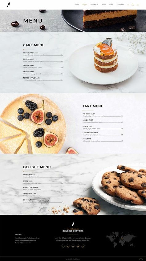 Bakery Menu Design, Website Branding Design, Food Website Design, Dessert Restaurant, Bakery Website, Restaurant Website Design, Menu Design Inspiration, Food Web Design, Cafe Menu Design