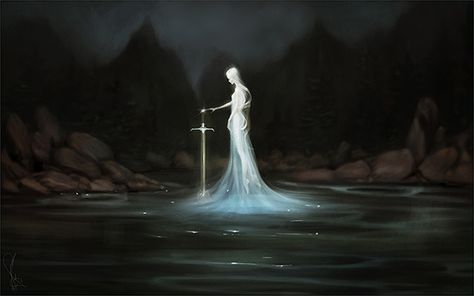 lady of the lake? Lady Of The Lake, Dark Fairytale, Lake Art, Three Sisters, Strong Female, Ethereal Art, Dreamy Art, Fantasy Inspiration, Coven