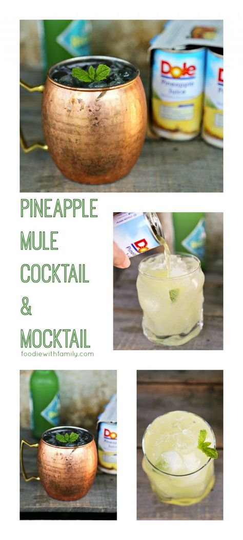 Mocktail Pineapple, Mule Cocktail Recipes, Holiday Mule, Pineapple Mule, Mule Cocktails, Holiday Mules, Recipes Pineapple, Dole Pineapple, Pineapple Cocktail