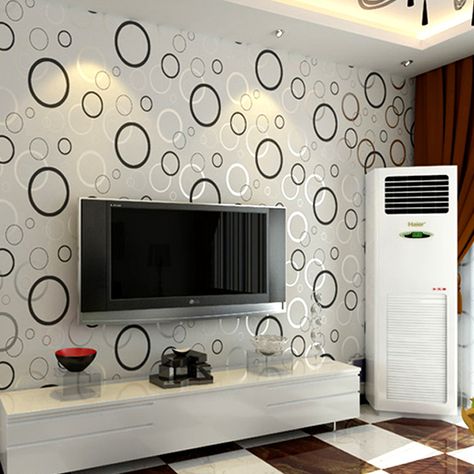 Contracted Fashion Modern 3D Printing Wallpaper Roll Circle Living Room  Light Grey Printing Vinyl Paper wallpapers design-in Wallpapers from Home  Improvement on Aliexpress.com | Alibaba Group Wallpaper In Sitting Room, Sitting Room Wallpaper Ideas, Wallpaper House Design Living Room, Wall Wallpaper Design Living Rooms, 3d Wall Design Living Room, Wall Painting Ideas Living Room Modern, Tv Wallpaper Design, Living Room Tv Wall Paint Ideas, Sitting Room Design Modern