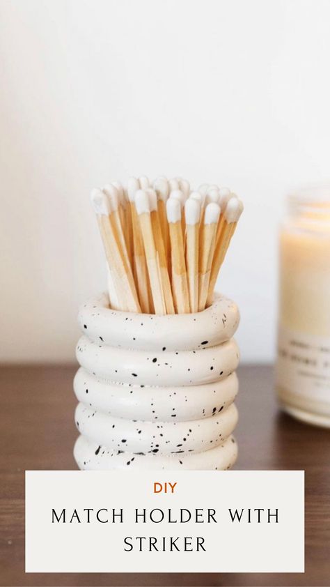 DIY Match Holder With Striker DIY Holiday Gift Ideas Easy DIY Christmas Gifts Minimal Decor Minimal Diy Decor, Diy Candleholder, Match Box Diy, Jesomite Diy, Diy Matches Sticks, Diy Clay Match Holder, Diy Match Holder, Matches Holder, Diy Matchstick Holder