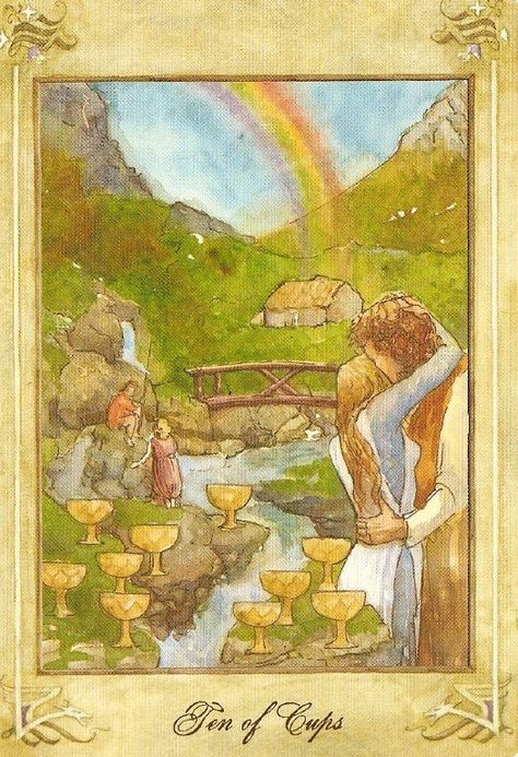 Llewellyn Tarot, 10 Of Cups, Ten Of Cups, King Of Wands, Cups Tarot, Free Tarot Reading, Free Tarot, Angel Messages, Angel Cards