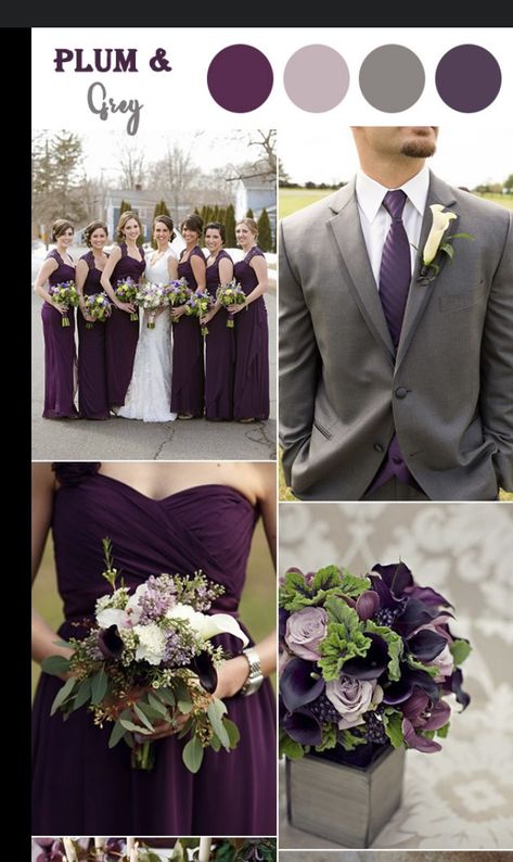 Gray Wedding Colors, Romantic Fall Wedding, Purple Stuff, Plum Wedding, Wedding Color Combos, Purple Wedding Theme, Wedding Colors Purple, Lilac Wedding, Wedding Color Inspiration