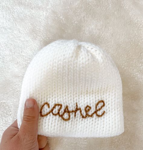 Embroidered Baby Hat, Newborn Knit Hat, Personalized Baby Hat, Newborn Hats, Personalized Hats, Newborn Baby Hats, Boys Knits, Hat Embroidery, Newborn Hat