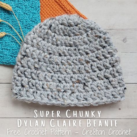 Super Chunky Dylan Claire Beanie - Free Crochet Pattern | Easy Super Chunky Double Crochet Free Crochet Pattern - Cre8tion Crochet Double Crochet Beanie, Beanie Hat Crochet Pattern, Beanie Hat Crochet, Roving Yarn, Tunisian Crochet Pattern, Winter Crochet, Hat Crochet Pattern, Lion Brand Wool Ease, Super Chunky Yarn