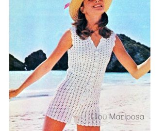 Lilou Mariposa by Liloumariposa on Etsy Swimsuit Coverup Pattern, Crochet Jumpsuits, Crochet Romper, Crochet Pants, Pattern Romper, Summer Playsuit, Romper Pattern, Crochet Shorts, Short Playsuit