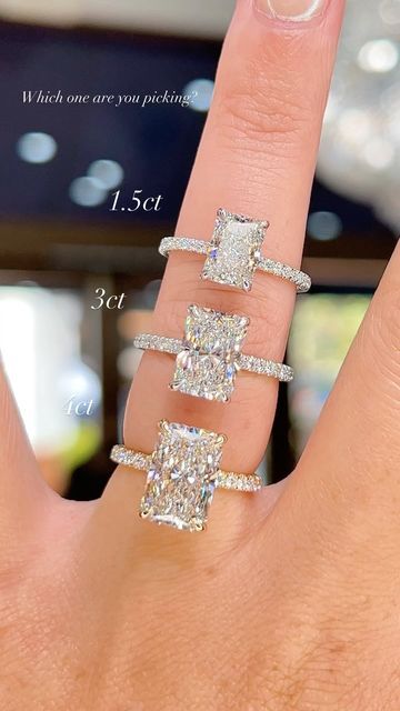 Elegant Nail Square, Wedding Rings 4 Carat, Carat Size Guide Radiant, Diamond Engagement Rings Radiant Cut, Engagement Ring Rectangular, Wedding Rings Engagement Radiant Cut, 3 Carat Rectangle Engagement Ring, Radiant Cut Engagement Ring Carat Sizes, 1 Carat Rectangle Engagement Ring