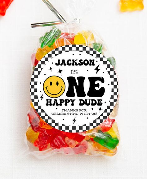 One Happy Dude First Birthday Food Ideas, One Happy Dude First Birthday Party Favors, One Happy Dude Favors, Happy Dude Birthday Theme, One Happy Dude Birthday Party Food, One Happy Dude Goodie Bags, One Happy Dude Birthday Favors, One Cool Dude First Birthday Cookies, One Happy Dude Party Favors