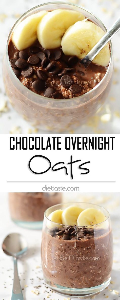 Chocolate Overnight Oats - with banana and chocolate chips; healthy, raw and super easy to make; my new favorite morning treat! Overnight Oats Diet, Oats Diet, Soaked Oats, Best Overnight Oats, Brunch Decorations, Banana And Chocolate, Chocolate Overnight Oats, Easy Breakfasts, Easy Overnight Oats