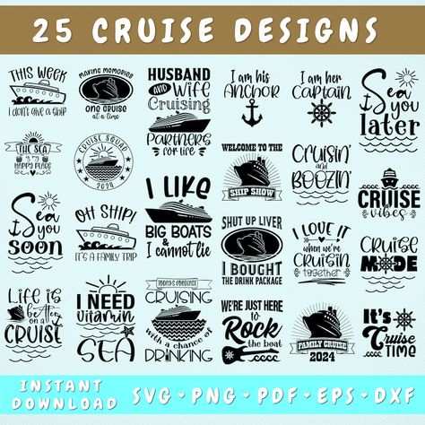 Cruise SVG Bundle, 25 Designs, Cruise Quotes SVG, Cruise Shirt Svg Cut Files, Cruise Sayings SVG, Family Cruise Svg, Funny Cruise Svg - Etsy On Cruise Control Svg, Cruise Sayings, Cruise Shirts Funny, Funny Koozies, Cruise Quotes, Cruise Svg, Shirts Vinyl, Cruise Shirts, Cruise Shirt